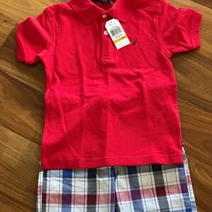 U.S. Polo Assn. Red Polo Shirt and Plaid Shorts